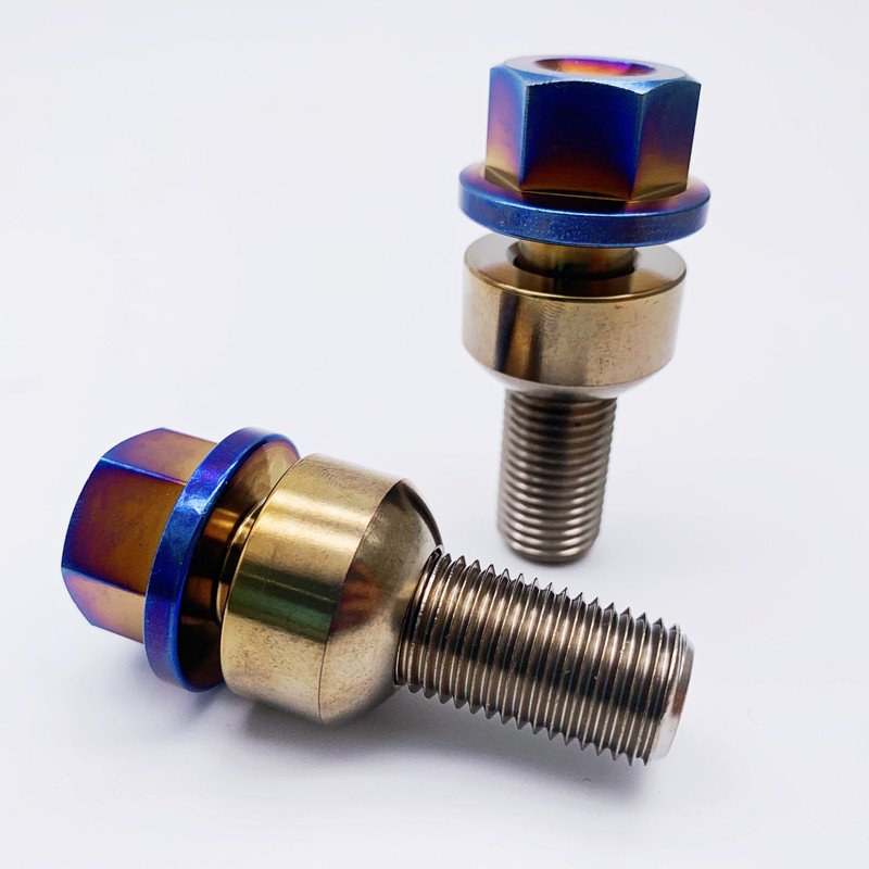 Car accessories Wholesale Manufacturer M12X1.25 75mm Gr5 Titanium Wheel Lug Bolts and nut Auto part Racing Part burnt blue bolt