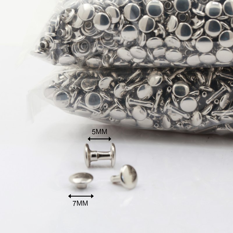 Hot Sale 7mm Silver Color Rivet Double Cap Rivet fastener For Shoes Jackets Leather Brass Rivets