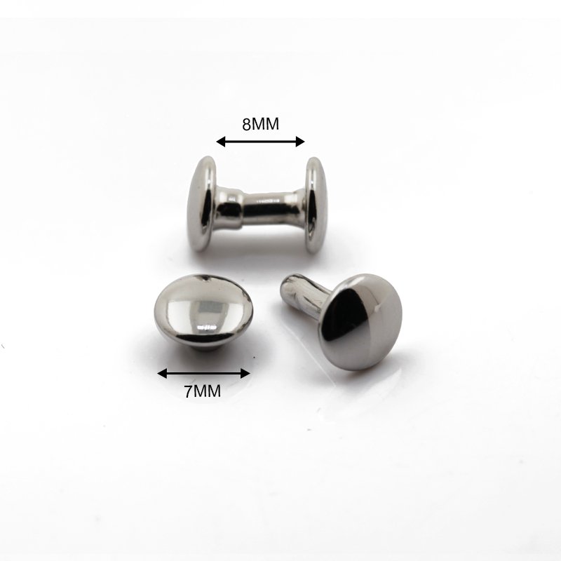 Hot Sale 7mm Silver Color Rivet Double Cap Rivet fastener For Shoes Jackets Leather Brass Rivets