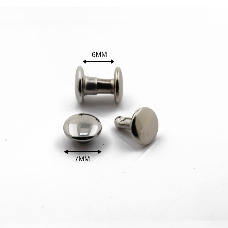 Hot Sale 7mm Silver Color Rivet Double Cap Rivet fastener For Shoes Jackets Leather Brass Rivets