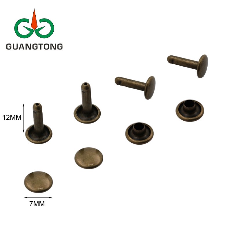 Hot Sale 7mm Silver Color Rivet Double Cap Rivet fastener For Shoes Jackets Leather Brass Rivets