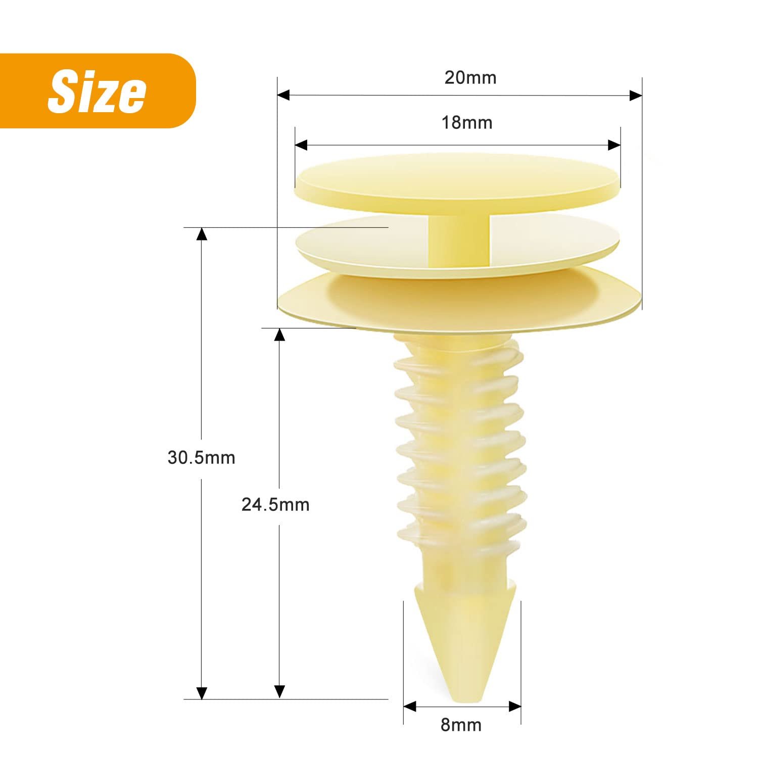 100Pcs 8mm Hole Nylon Front Door Trim Panel Retainers Car Clips for GM Chevy Buick