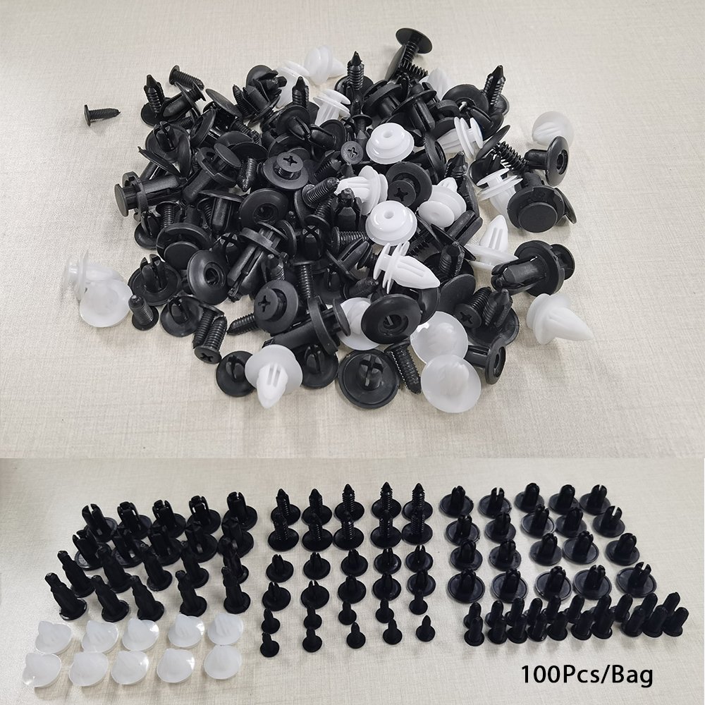 6 Size 100pcs Auto Fastener Car Clips Mixed Body Push Retainer Pin Rivet Bumper Door Trim Panel Retainer Fastener Kit
