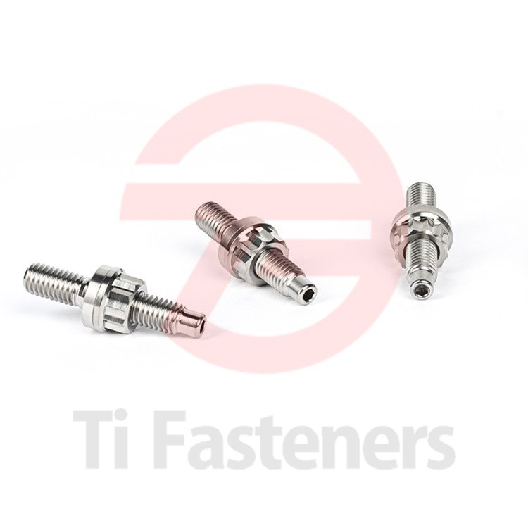 CNC Machined Grade5 Titanium Manifold Stud Washer and 12 Point Flange Nut Kit M8 M10 For Motorcycle