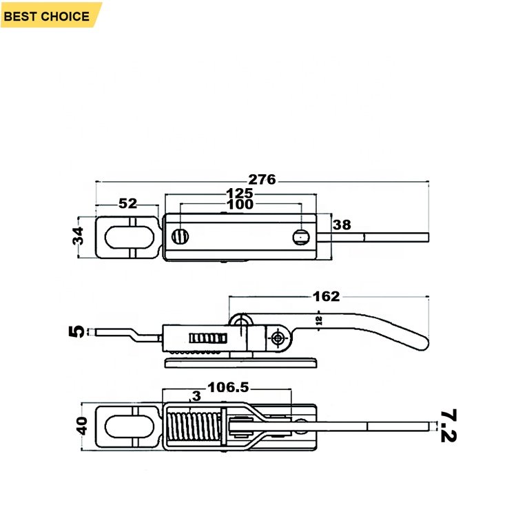 GL-17118 Adjustable Steel Latch Lock with Hook Zinc Plated Spring Loaded Side Toggle Fastener