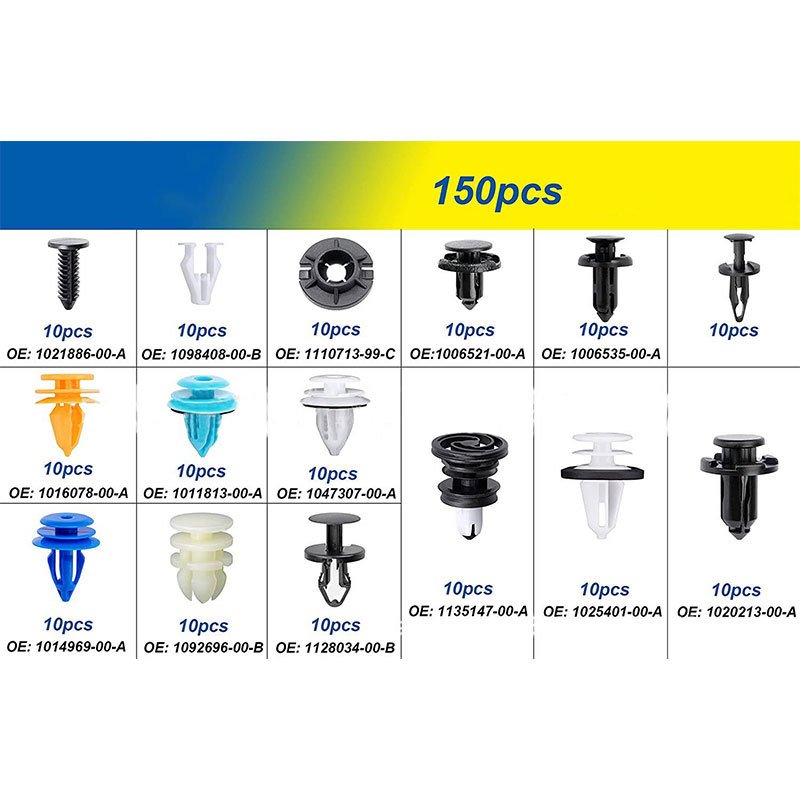 150 PCS Car Push Retainer Clips & Auto Fasteners Assortment 15 Kinds Most Popular Sizes Bumper Fender Rivets for Tesla