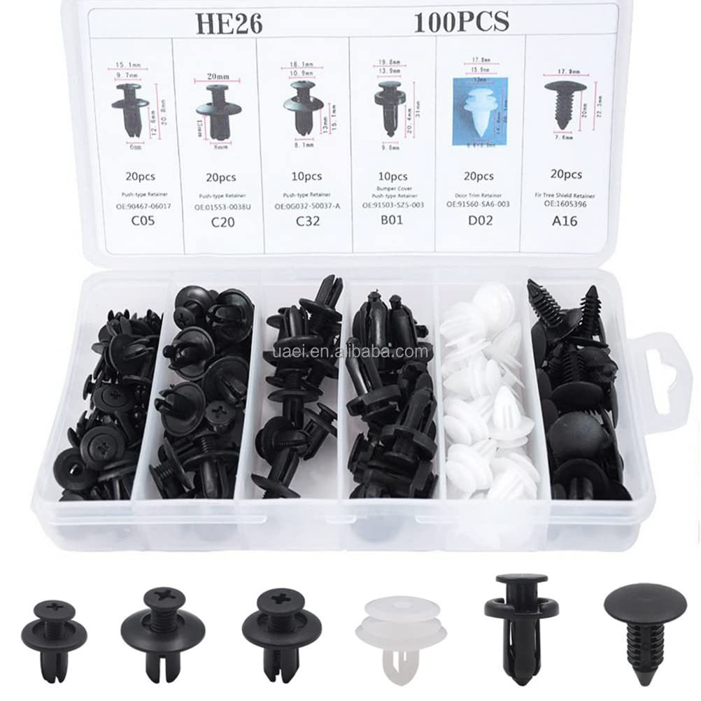 100PCS Car Retainer Expansion Screws Kit Bumper Push Rivet Clips Push Retainer Car Bumper Clips Car Plastic Auto Fastener