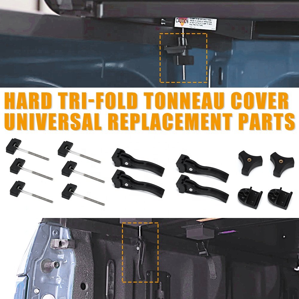 Universal Replacement Parts for Hard Tri-Fold Tonneau Cover - 6* T-Bolts Rear Clamp Front Clamp T-Bolts & Triangle Screws