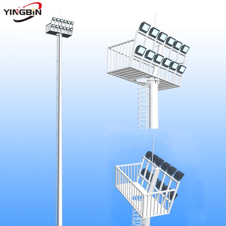 YINGBIN Customized 15m 20m 25m 30m 40m high mast lighting for football stadium