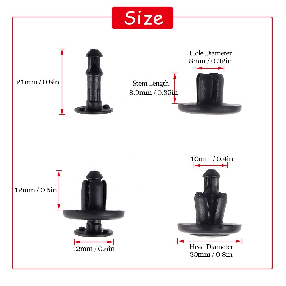 30 pcs Push Type Plastic Trim Panel Clips-Car Accessories Door Clips- Car Push Retainer Clips Plastic Bumper for Honda
