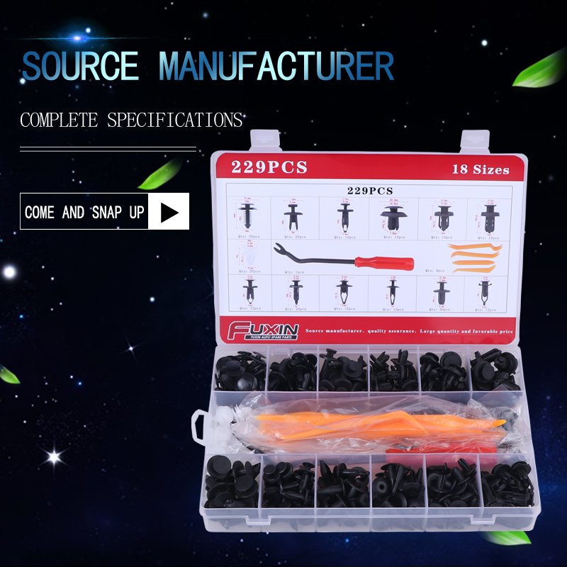 229pcs 18 sizes universal mixed wholesale auto bumper push door trim panel rivets retainer clips car plastic fastener clip kit