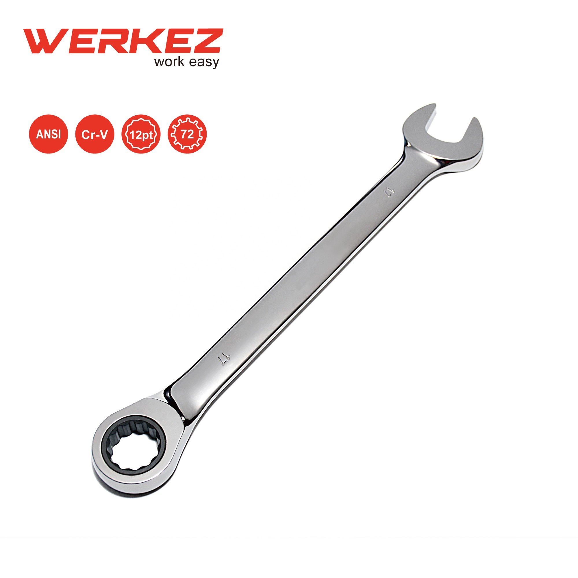 High Quality 72-Tooth Cr-V 17mm Ratchet Wrench Spanner & Combination Repair Hand Tools Metric Steel Chrome Finish Packed Box