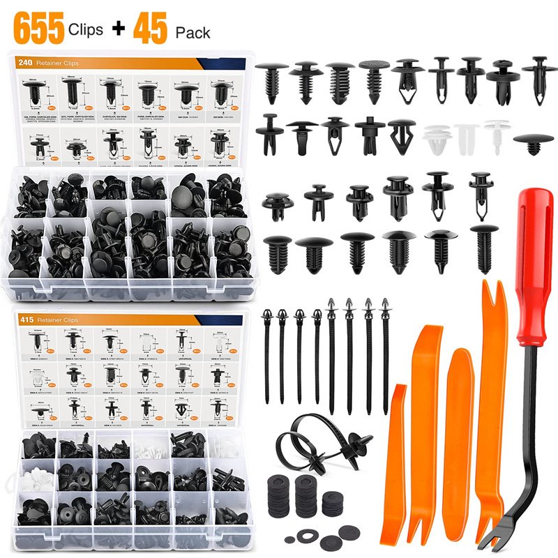 700Pcs Durable Plastic Car Push Retainer Clips&Auto Body Fasteners Assortment Car Clips Rivet Bumper Kit