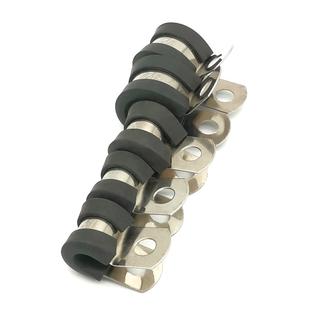 Custom 304 Stainless Steel Automotive Cable Clamps P-Type Rubber Wire Clamp with Zinc Finish Customizable Hose Clamp