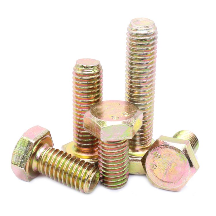 4.8/8.8/12.9 Grade DIN933 Yellow Galvanized M6M8M10M12M14high-strength Hexagon Bolt