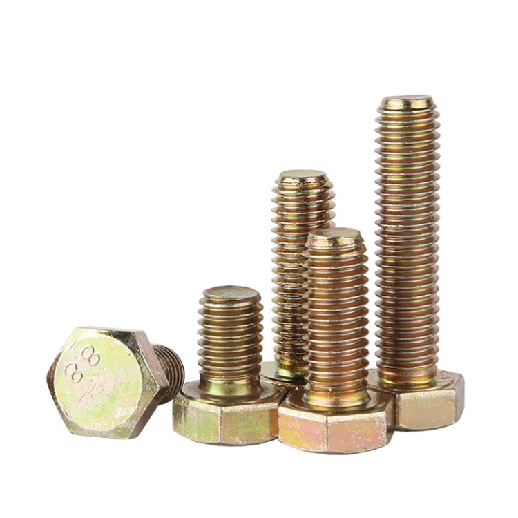 4.8/8.8/12.9 Grade DIN933 Yellow Galvanized M6M8M10M12M14high-strength Hexagon Bolt