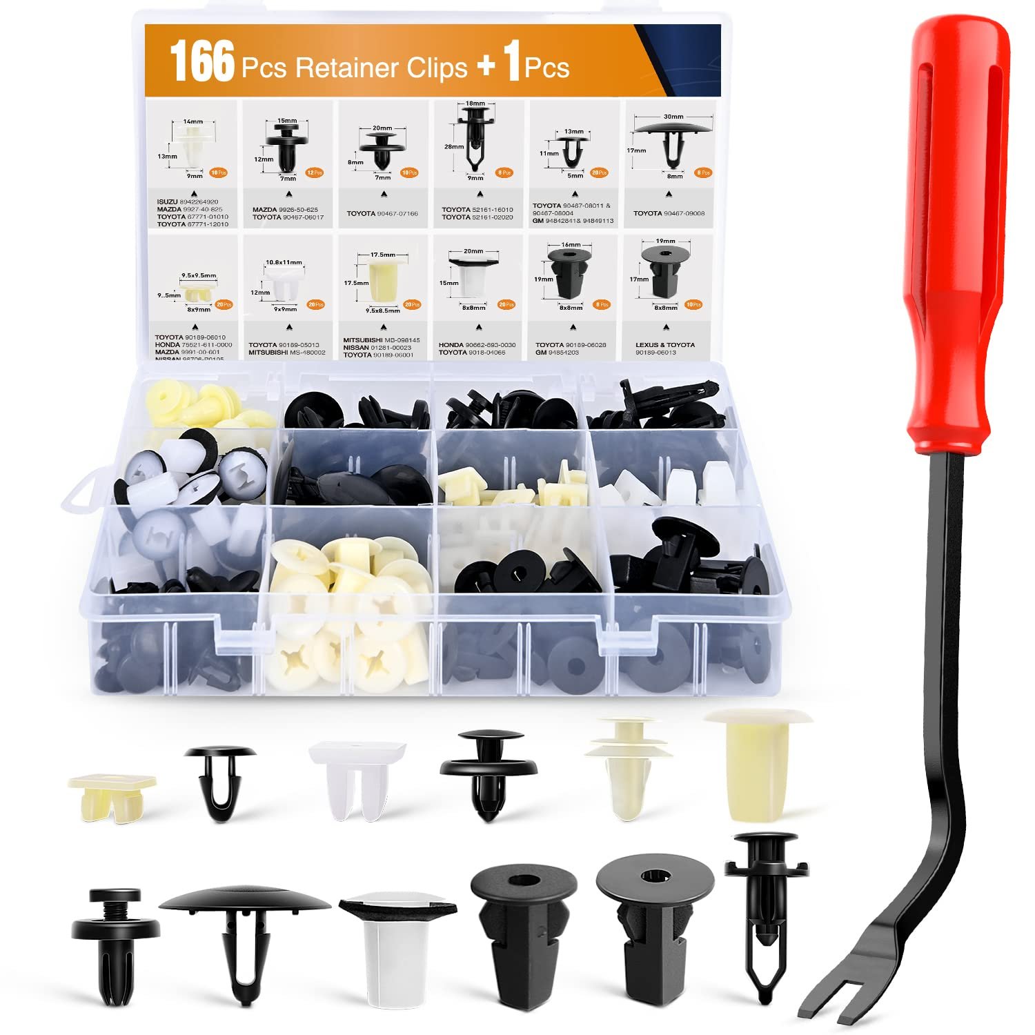 166 Pcs Car Retainer Clips Door Panel Trim Clips Kit Body Fastener Remover