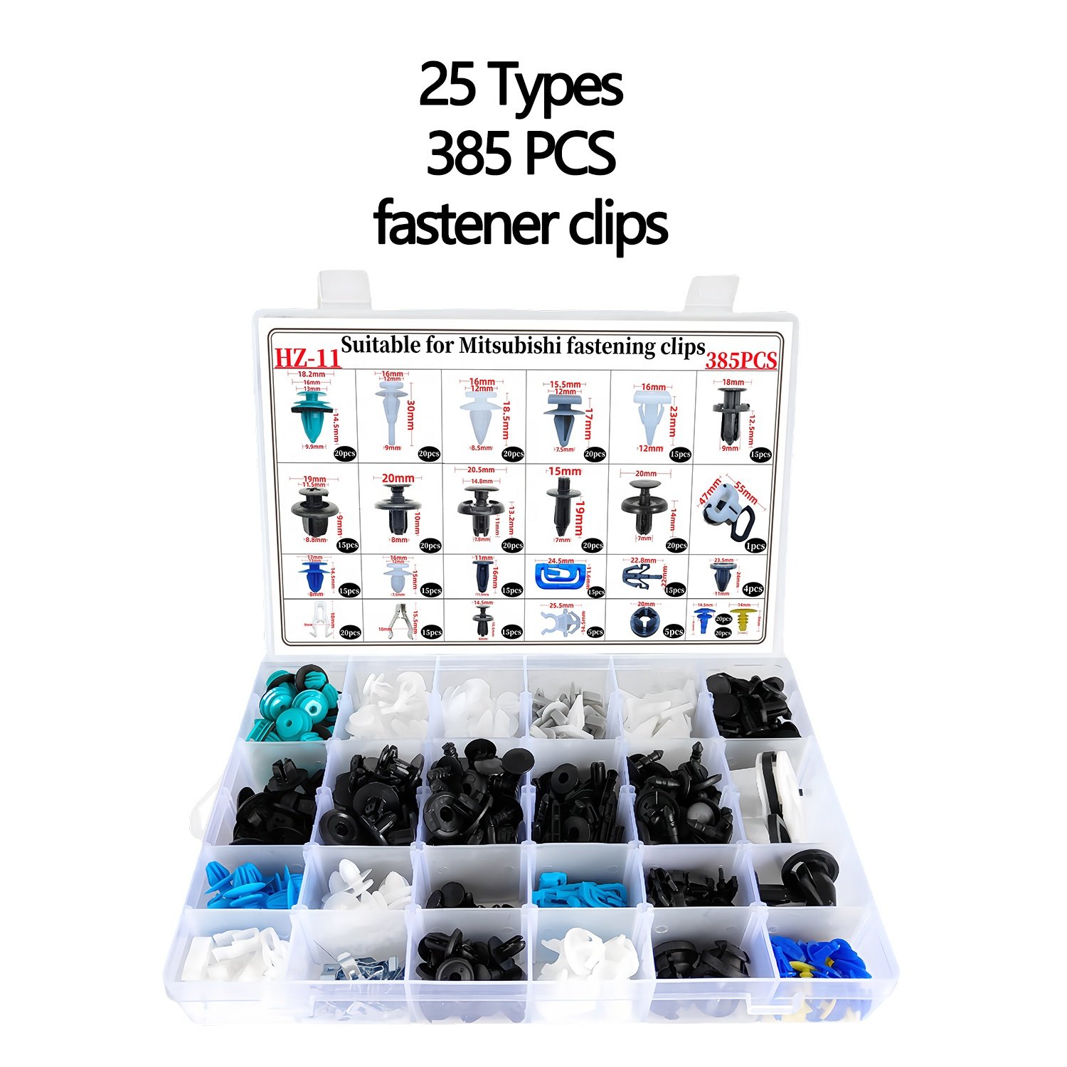 385PCS Nylon Bumper Shield Retainers Clips Universal Auto Body Shield Retainer Fastener Clip for Mitsubishi