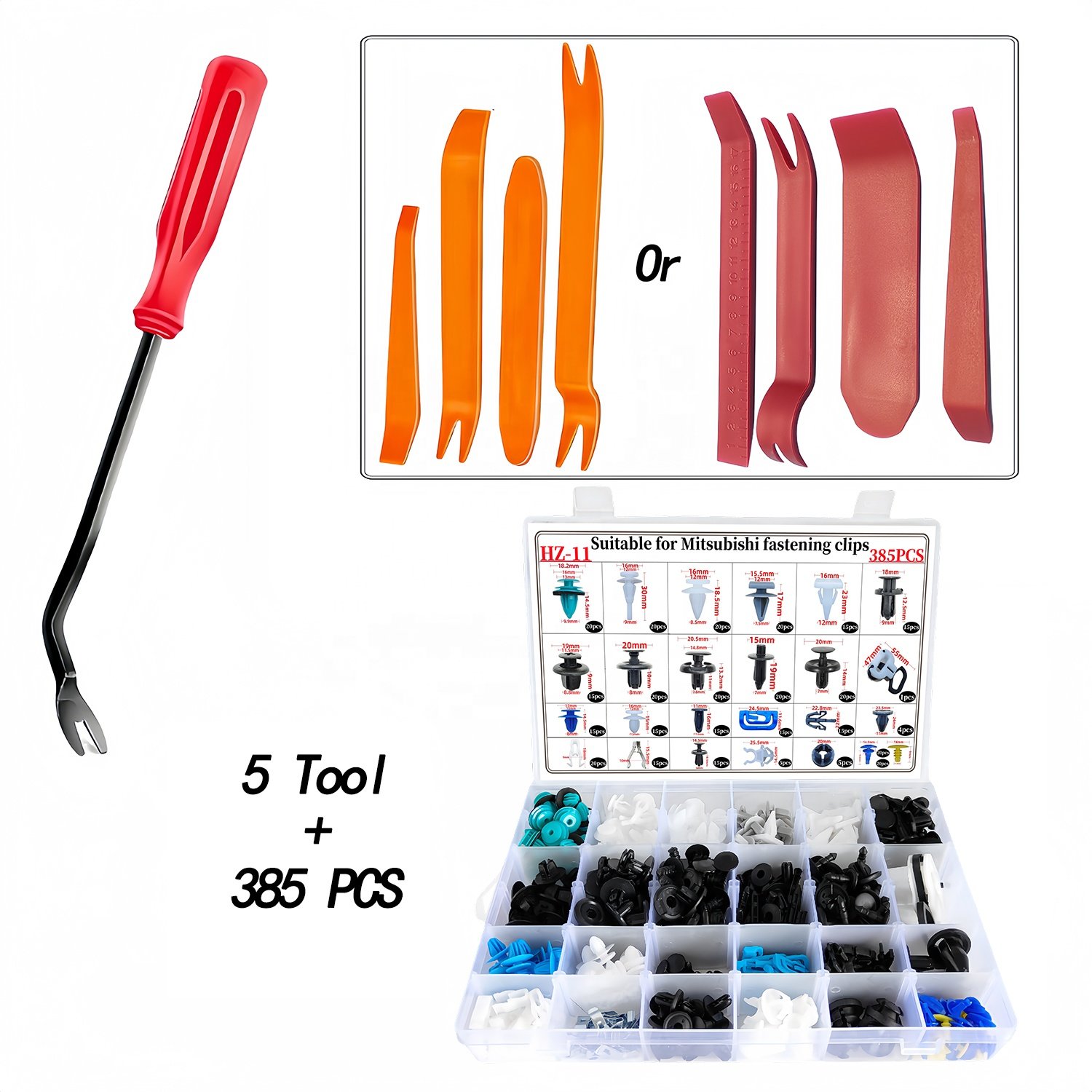 385PCS Nylon Bumper Shield Retainers Clips Universal Auto Body Shield Retainer Fastener Clip for Mitsubishi