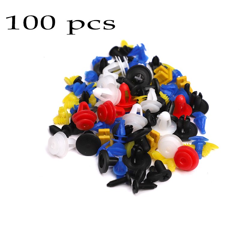 100PCS Mixed Auto Bumper Fastener Vehicle Clips Retainer Fastener Rivet Door Panel Fender Liner Universal Fit for toyota Honda