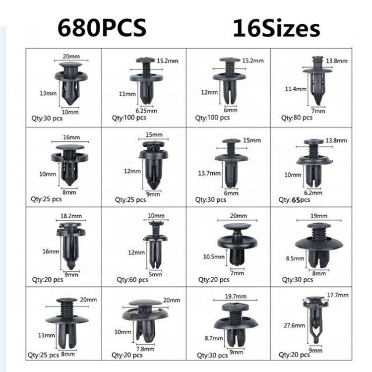 HAIYUAN 680 Pcs Auto Plastic Fasteners Car Mats Automotive Door Panel Bumper Multifunction Clip kit Auto Fasteners Clips