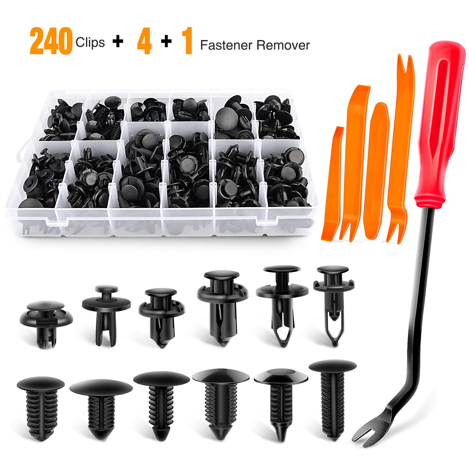Universal 240PCS Fasteners Rivet Assorted Auto Push Bumper Retainer Clips Kit Plastic Clips for Cars