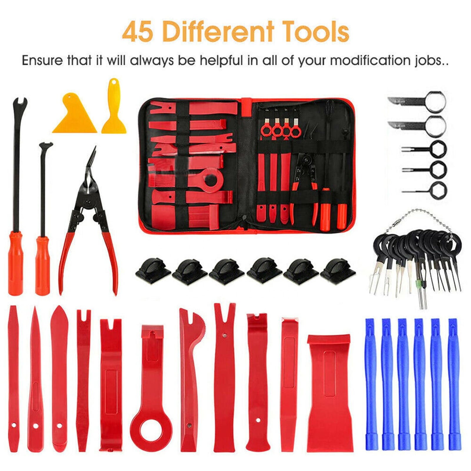 45pcs Useful Car Accessories Nylon Auto Fastener Clip Removal Tool Dash Kit