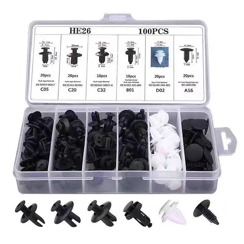 Car Accessories 100pcs Plastic Auto Fastener Clip Bumper Door Trim Fitting Disassembly Tool
