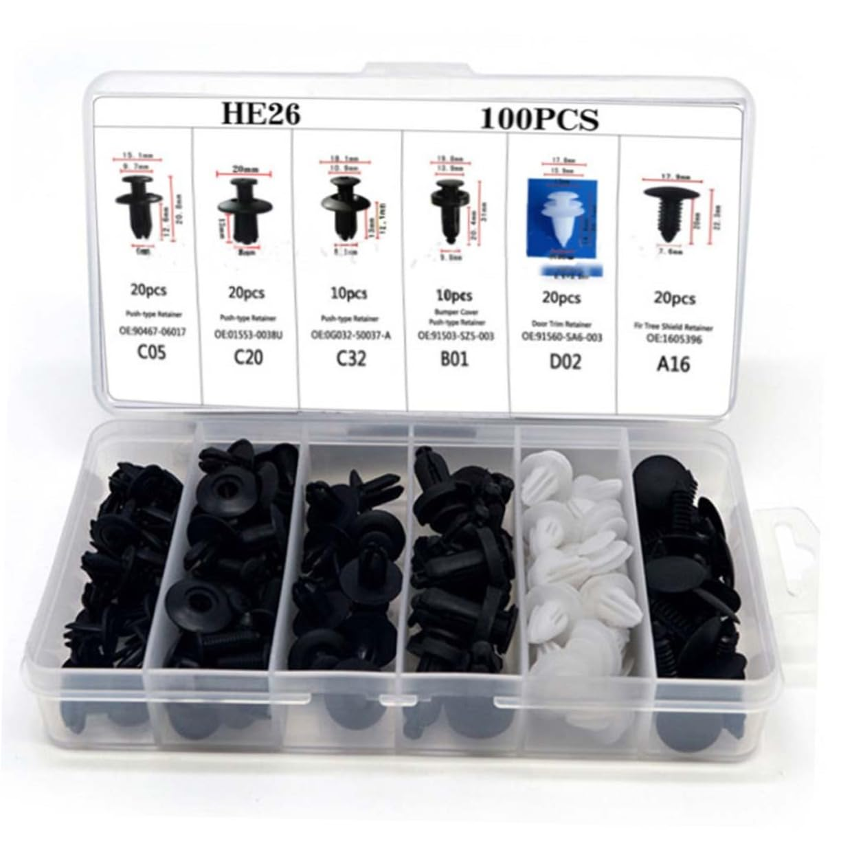 Car Accessories 100pcs Plastic Auto Fastener Clip Bumper Door Trim Fitting Disassembly Tool
