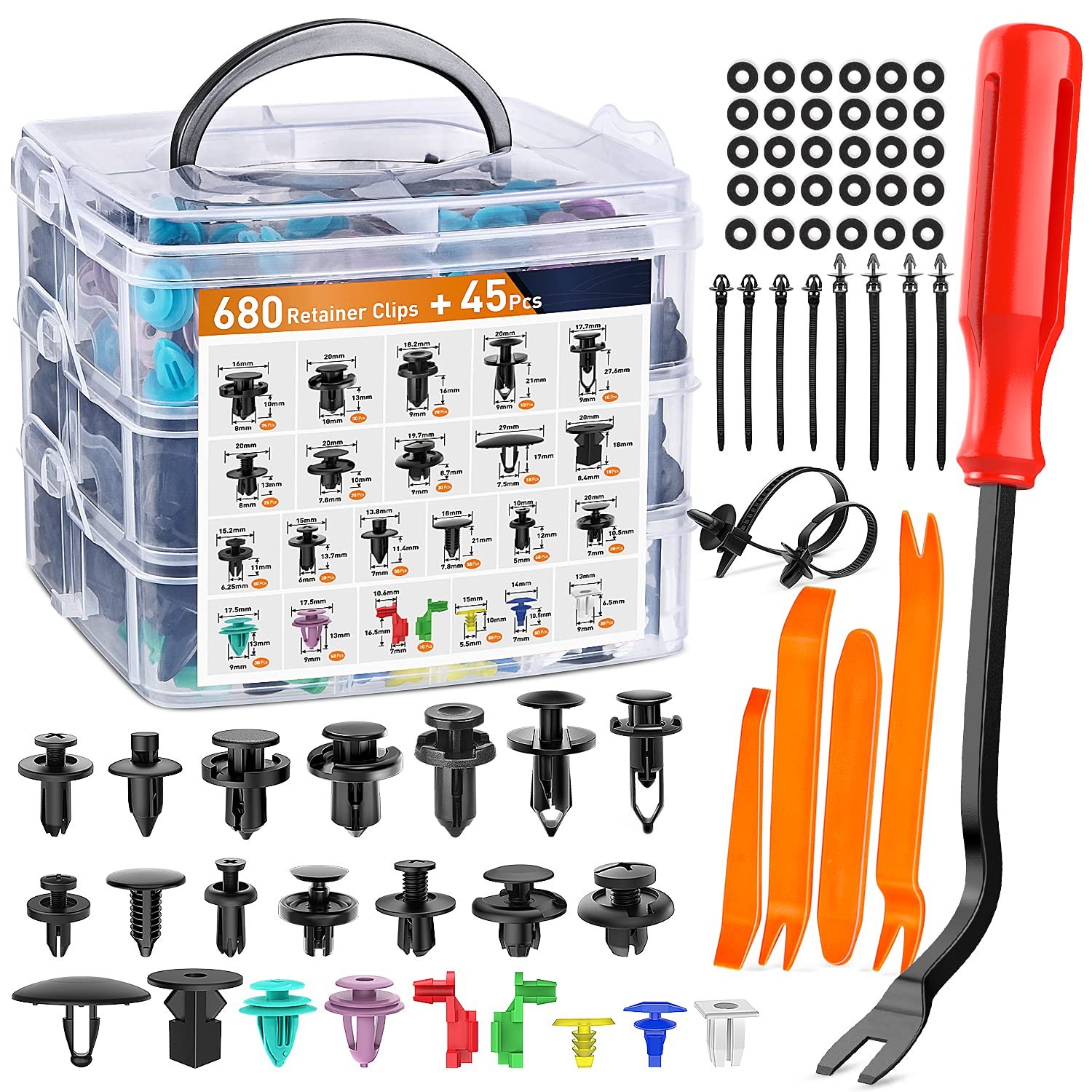 725 Pcs Universal Hot Sale Durable Auto Push Pin Nylon Rivet Kit Car Retainer Clips Plastic Fasteners