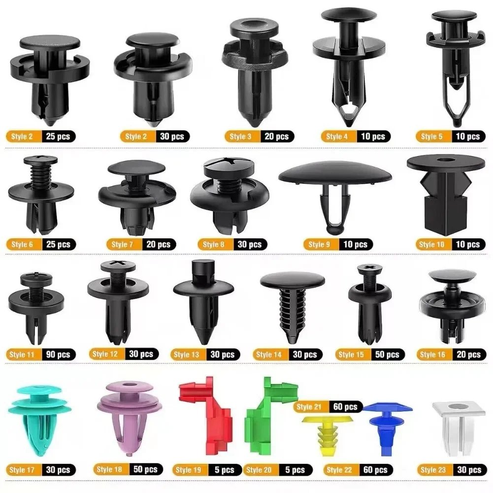 680+45 Pcs Car Fastener Clip White Vehicle Retainer Fastener Bumper Clip Auto Fender Push Pin Rivet Door Trim Panel Retainer