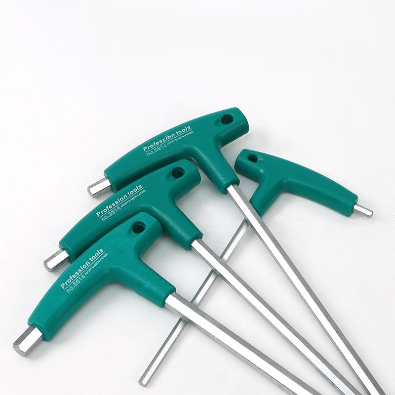 OEM High Quality T-Shaped Hex Wrench Set Plastic Handle Chrome Sizes 3mm 4mm 5mm 6mm 8mm Metric Screwdrivers Allen Wrenches