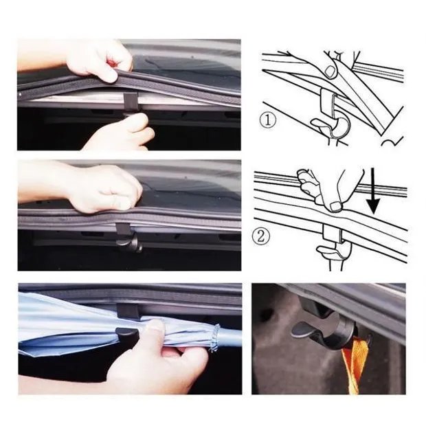 1/2pcs Car Umbrella Holder Hook Universal Interior Trunk Umbrella Storage Fastener Clip Strong Adhesion Auto Accessories