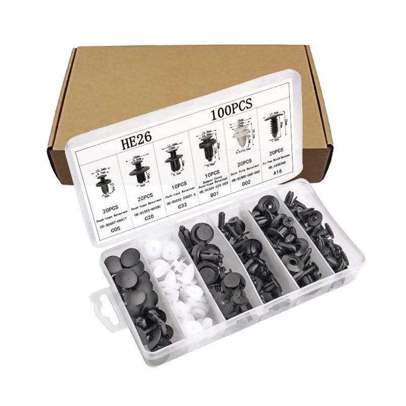 Auto Fastener Kit 100pcs Auto Clamp Kit Auto Clamp Bumper Combination Plastic Clip Plastic Box 80 Sets/carton