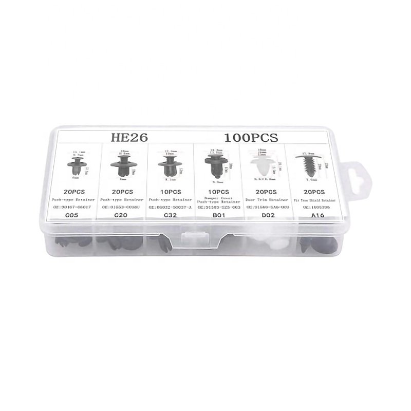 Auto Fastener Kit 100pcs Auto Clamp Kit Auto Clamp Bumper Combination Plastic Clip Plastic Box 80 Sets/carton