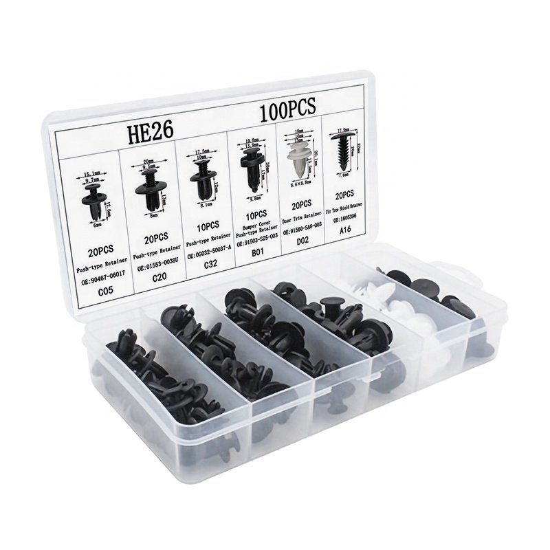 Auto Fastener Kit 100pcs Auto Clamp Kit Auto Clamp Bumper Combination Plastic Clip Plastic Box 80 Sets/carton