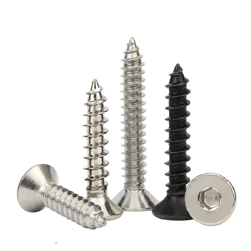stainless steel carbon steel self tapping Hexagonal flat countersunk head wood screw self drilling drywall Furniture screws