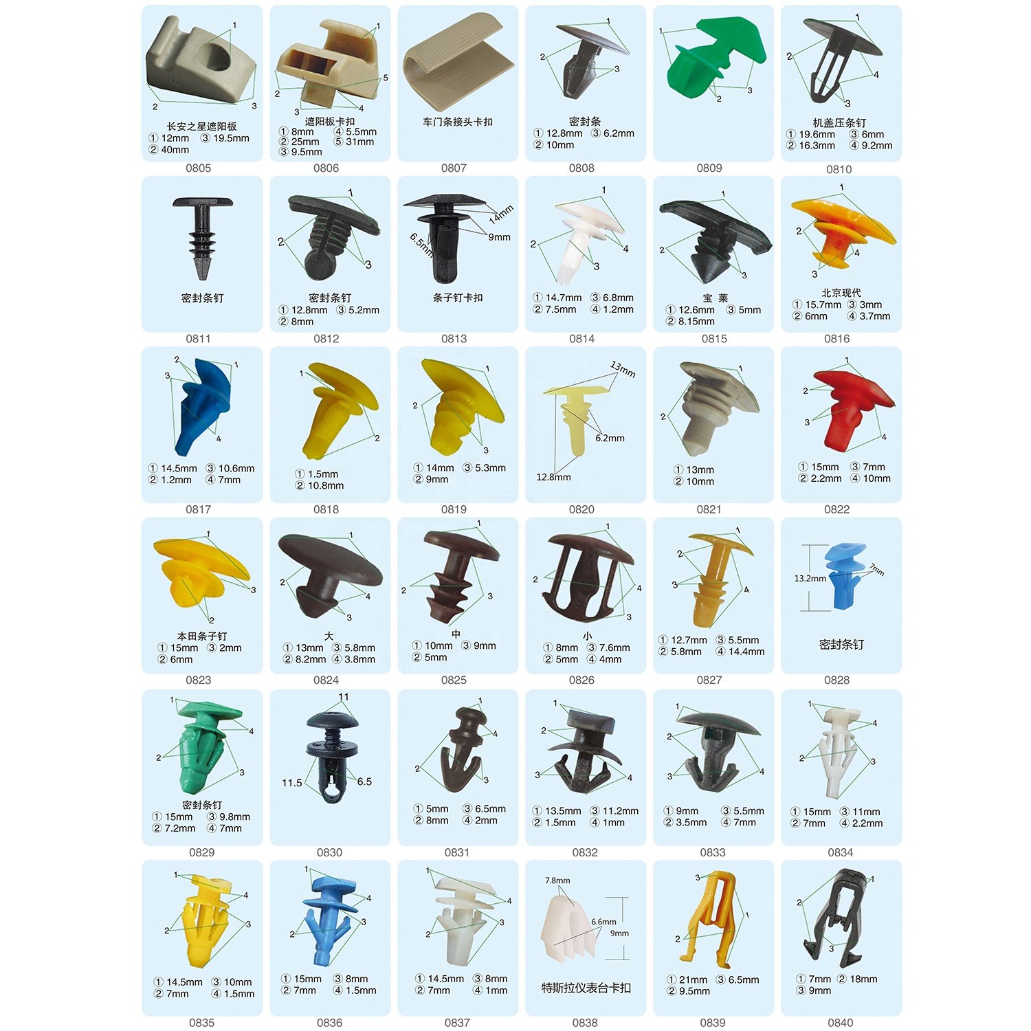 Auto fastener Sealing Strip Nail Universal Nylon Plastic Car Retainer Clips