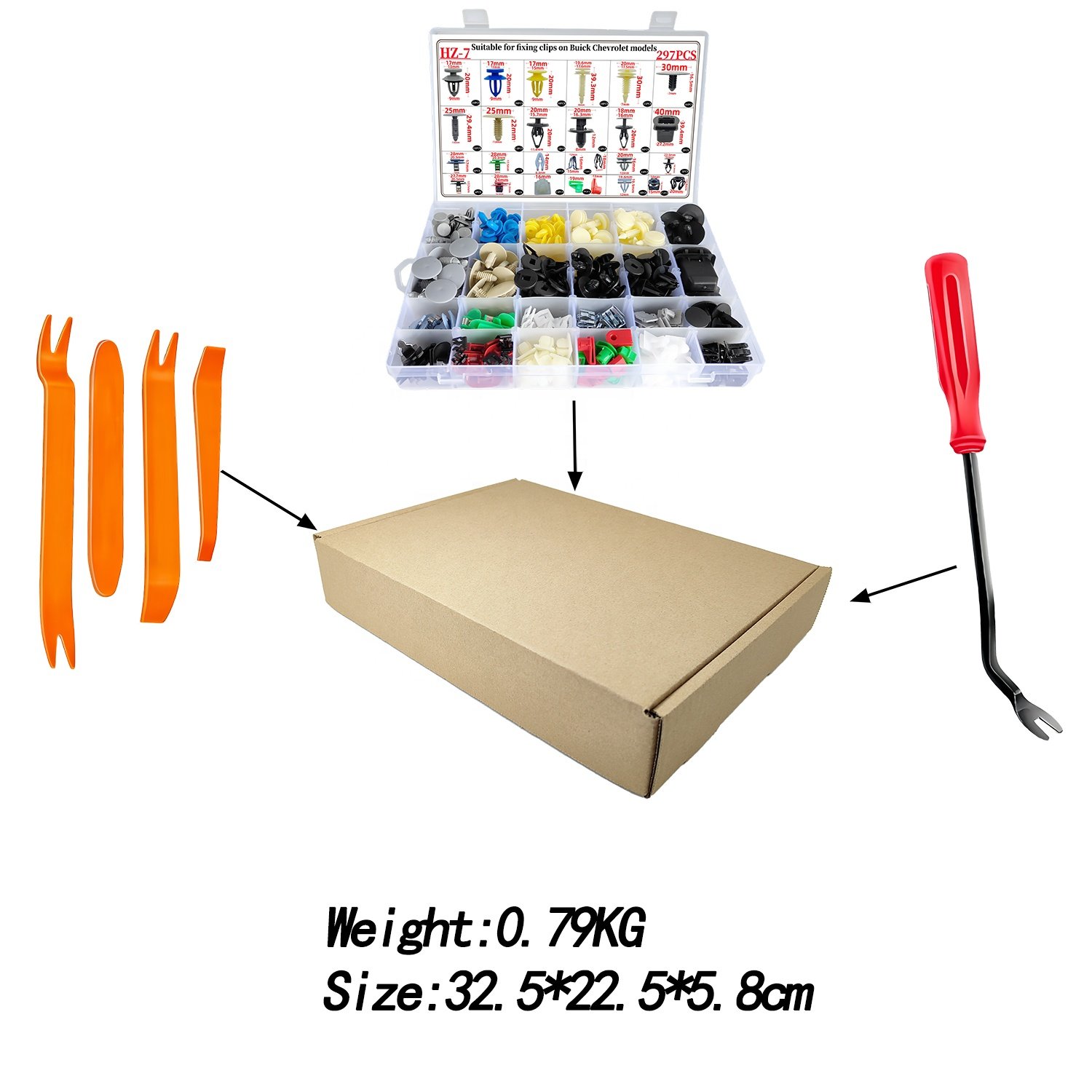 297pcs Car Wide Commonly Used Fasteners, Door Panel Trim Panel, Wheel Arch Bumper, Center Console Fastening Clip Kit for Buick