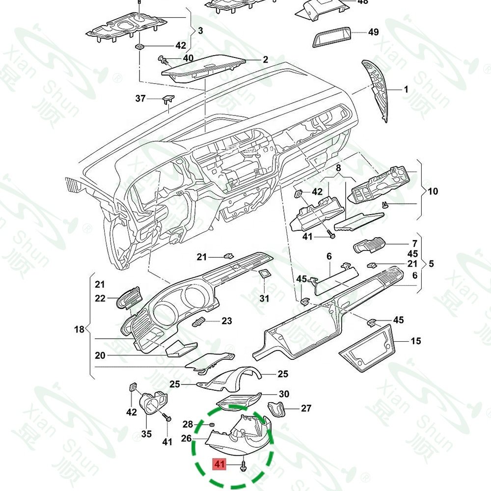 Automotive Spare Car Accessories Screw M5 Genuine Part for VW Volkswagen Dashboard Central Console Auto Fasteners and Clips