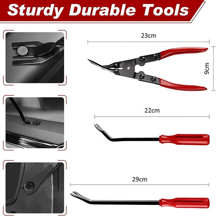 19pcs Wrench Car Door fastener Panel Disassembly Pry Clip Removal Pliers Auto Interior Decoration Maintenance Tool Kit