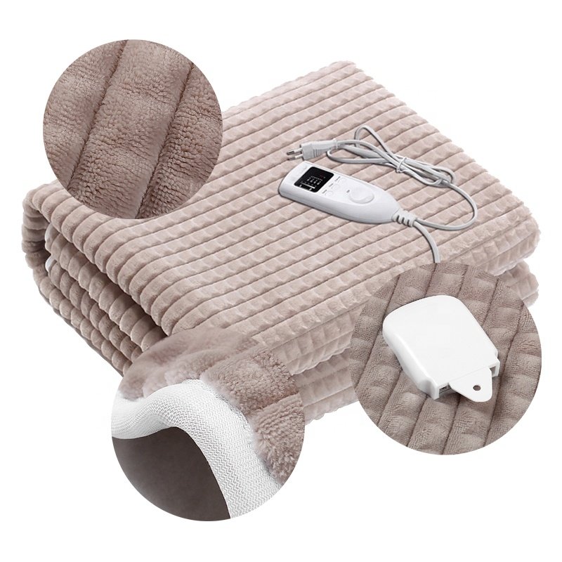 220V Double Side Flannel Fleece Heated Throw Electric Blanket for Winter