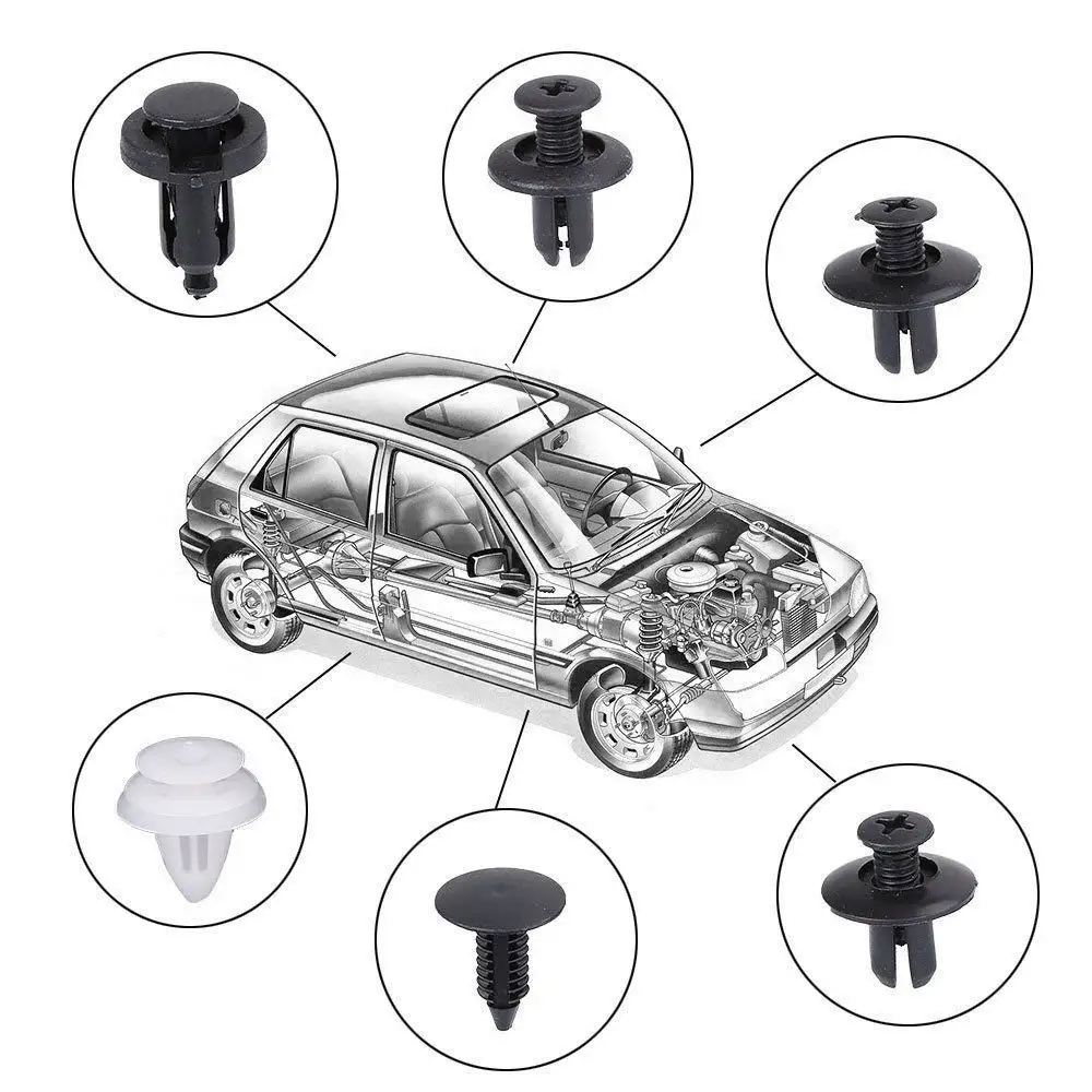 100PCS Universal Automotive Plastic Rivets 6 Specifications Buckle Bumper Clips Repair Fasteners Tools Auto Fastener Buckle Set