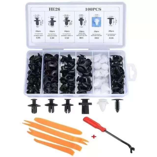 100PCS Universal Automotive Plastic Rivets 6 Specifications Buckle Bumper Clips Repair Fasteners Tools Auto Fastener Buckle Set
