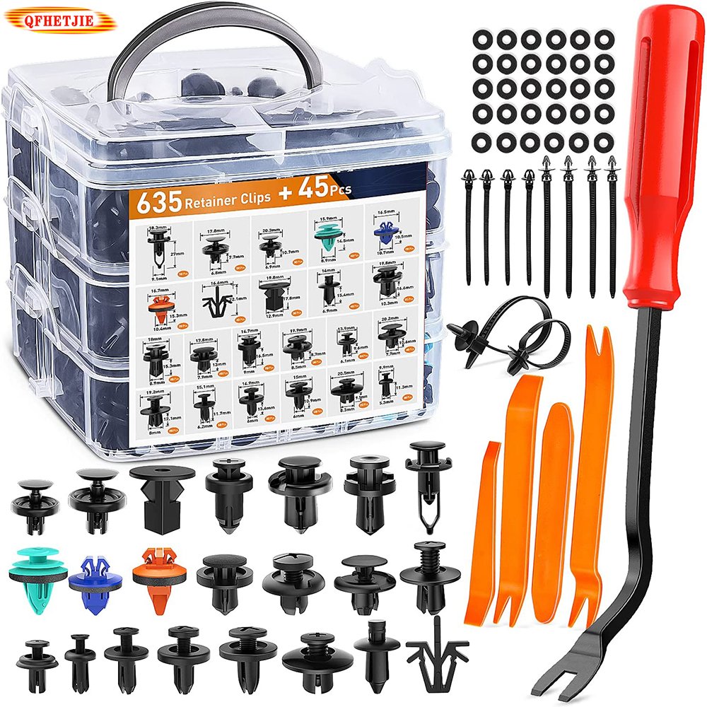 680pcs Mixed Auto Fastener Clip Car Body Push Retainer Pin Rivet Bumper Door Trim Panel Retainer Fastener Kit Car Accessories