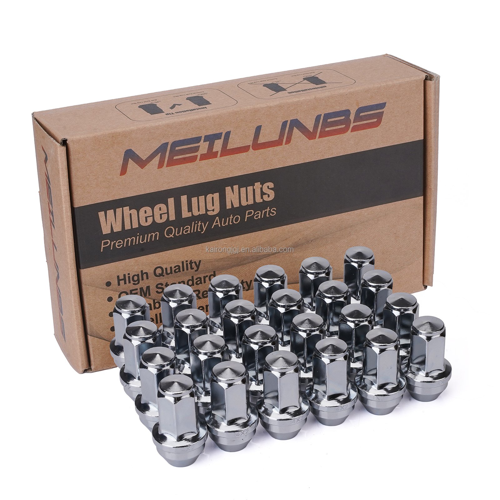 20Pcs Lug Nuts Bulge Acorn 12x1.5 Chrome Wheel Nut Replacement for F-ord F-usion F-ocus E-scape for Auto Car Accessories