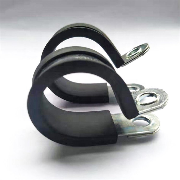 High Quality 50mm Diameter Steel Locking Hose P-Clamps Zinc Cable Clips Rubber Cushion Tube Pipe Big Size Cable Management
