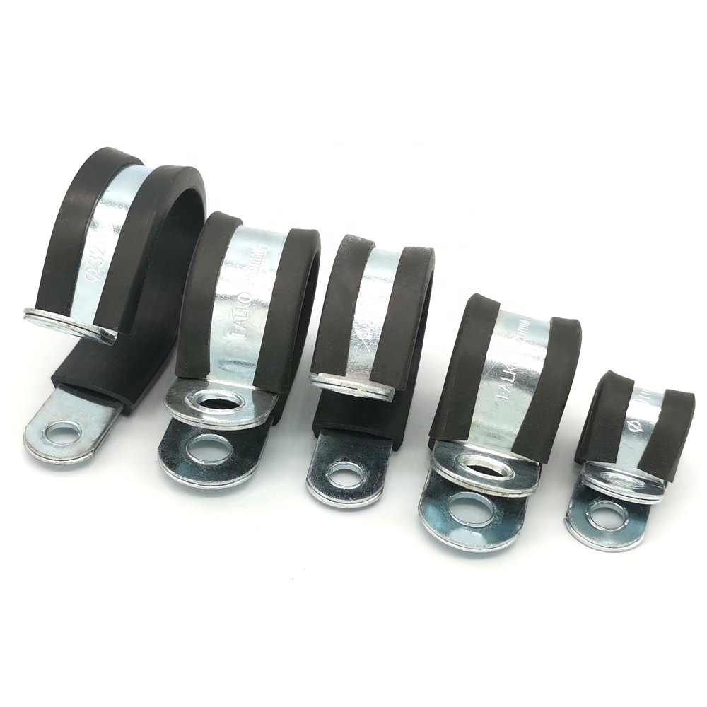 High Quality 50mm Diameter Steel Locking Hose P-Clamps Zinc Cable Clips Rubber Cushion Tube Pipe Big Size Cable Management