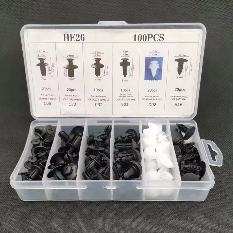 100pcs Auto Fastener Clip Kit Fender Rivet Clips Car Body Push Retainer Pin Rivet Bumper Door Trim Panel Retainer Car Clips