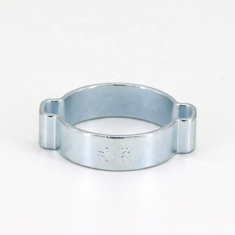 Steel Assortment Kit of Zinc Plated Double Ear Hose Clamps O Clips Fasteners for Pipe Tube Fuel Lines